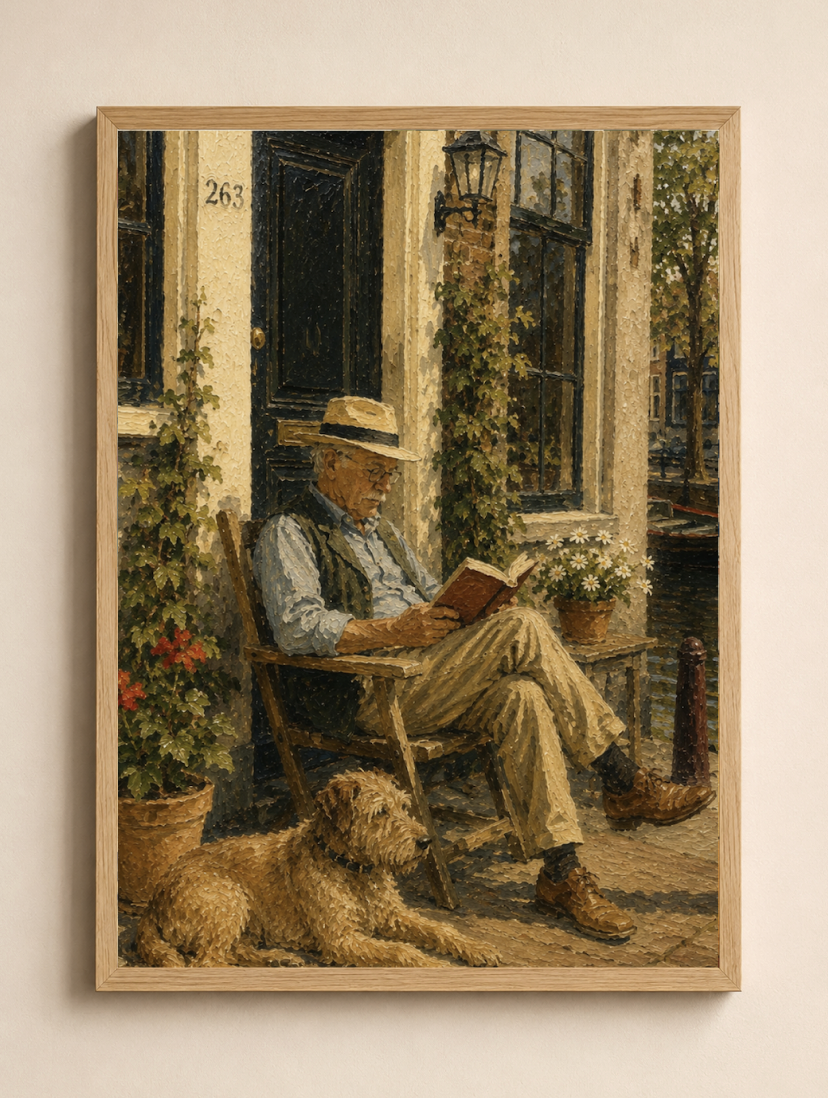 Canal Life —  Amsterdam Oil Painting Style Print
