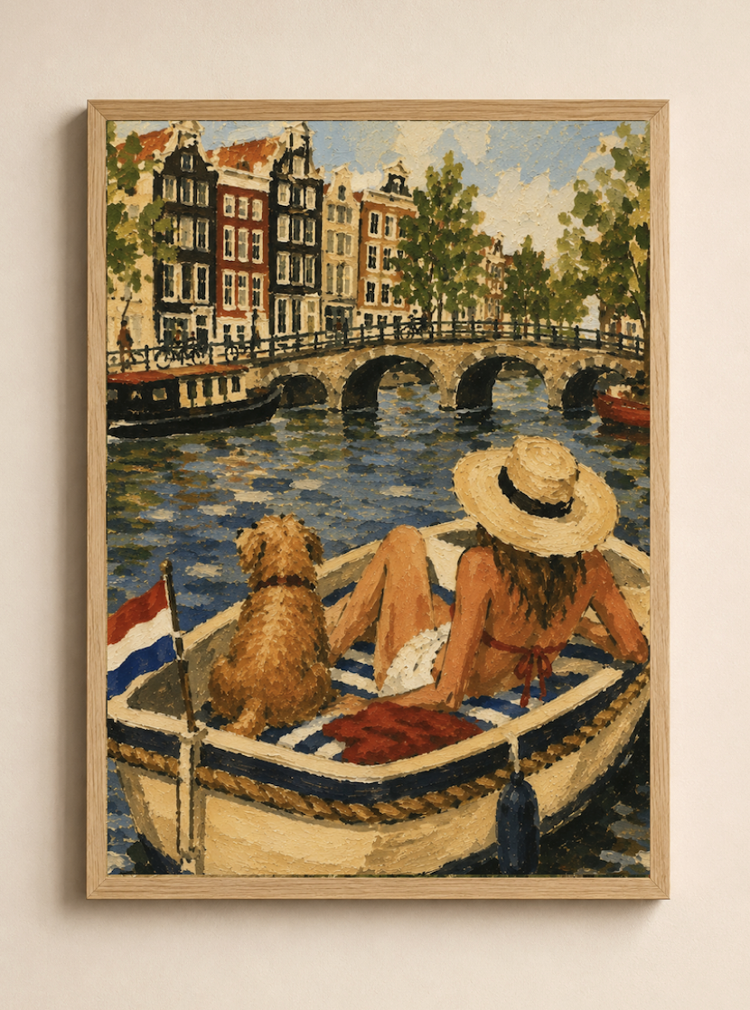 Canal Day — Amsterdam Oil Painting Print