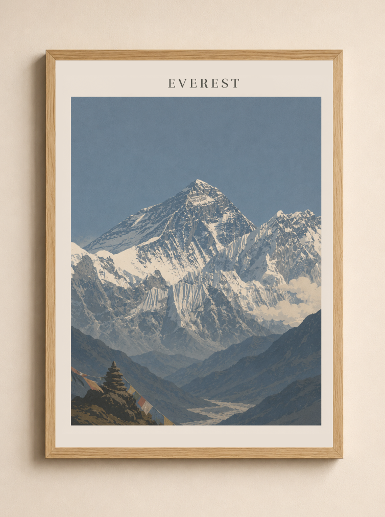 Mount Everest Poster – Himalayan Mountain Landscape Wall Art Print