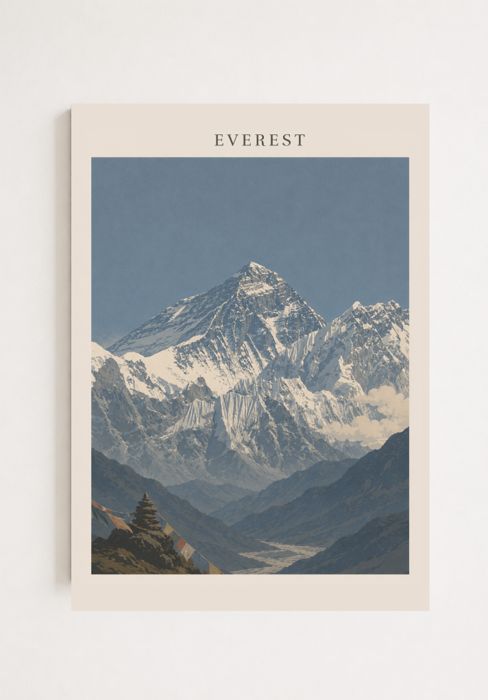 Mount Everest Poster – Himalayan Mountain Landscape Wall Art Print