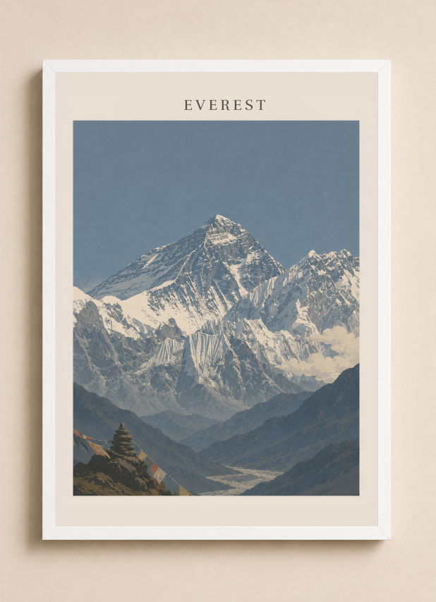 Mount Everest Poster – Himalayan Mountain Landscape Wall Art Print