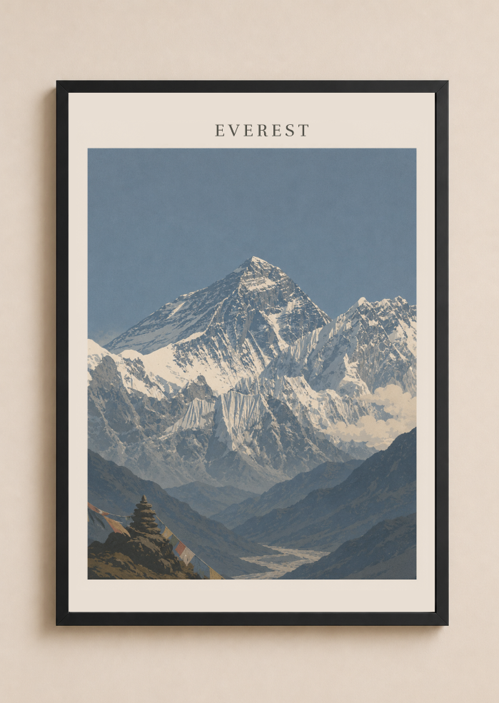 Mount Everest Poster – Himalayan Mountain Landscape Wall Art Print