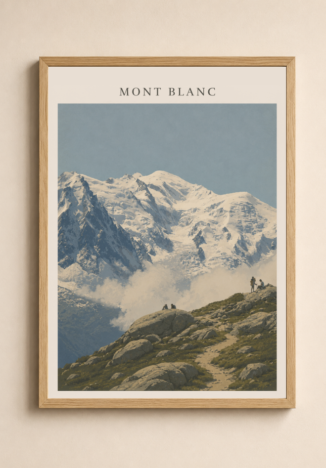 Mont Blanc Poster – French Alps Mountain Landscape Wall Art Print