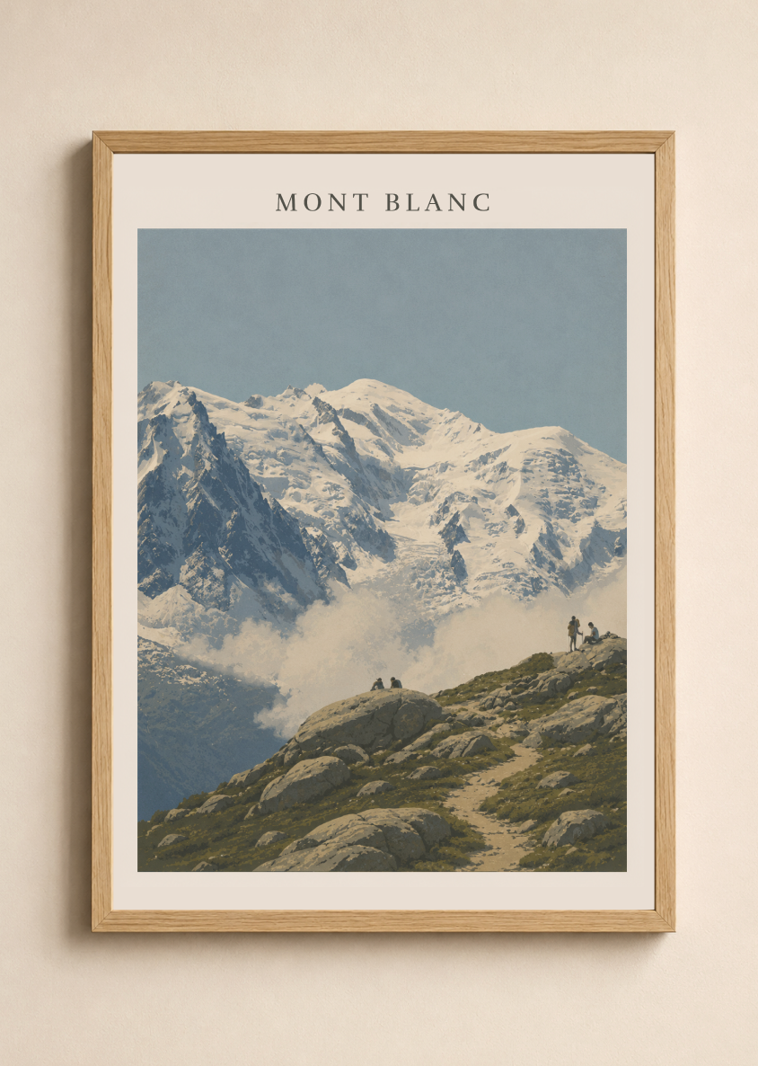 Mont Blanc Poster – French Alps Mountain Landscape Wall Art Print