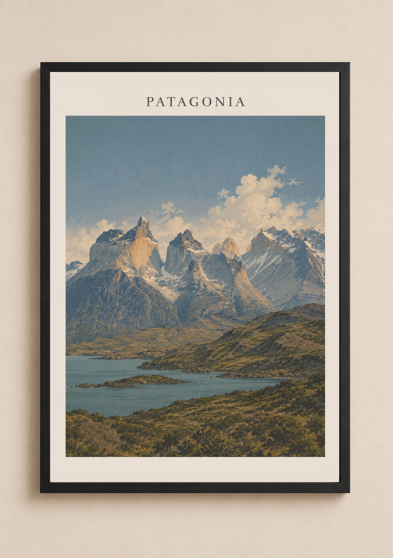 Patagonia Mountain Poster – Patagonian Landscape Wall Art Print