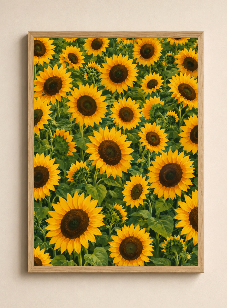 Sunflower Field Poster – Vibrant Botanical Floral Wall Art Print