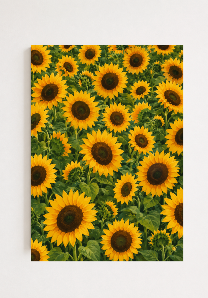 Sunflower Field Poster – Vibrant Botanical Floral Wall Art Print
