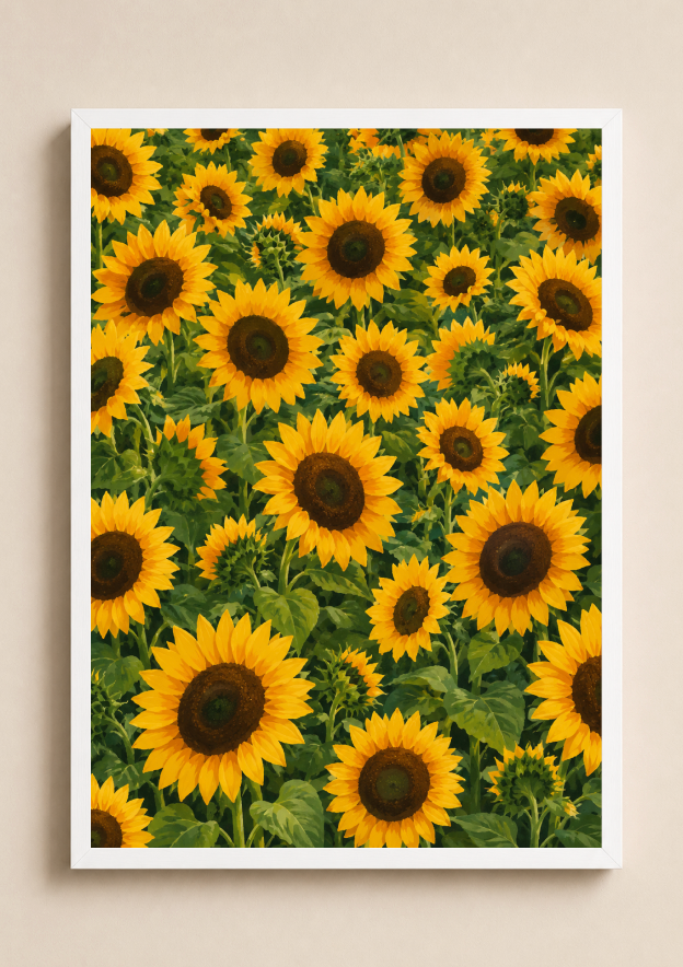 Sunflower Field Poster – Vibrant Botanical Floral Wall Art Print
