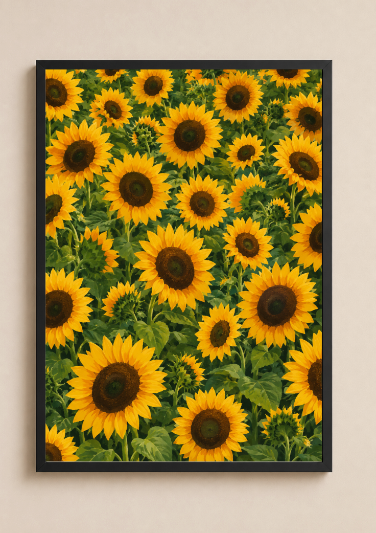 Sunflower Field Poster – Vibrant Botanical Floral Wall Art Print