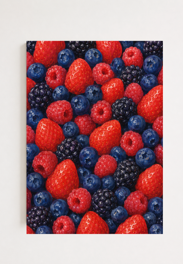 Mixed Berries Botanical Print | Colorful Berry Illustration Wall Art