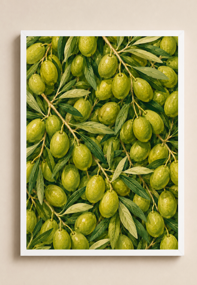 Green Olive Botanical Print | Olive Branch Illustration Wall Art