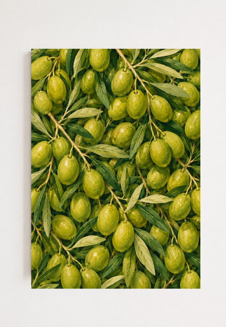 Green Olive Botanical Print | Olive Branch Illustration Wall Art