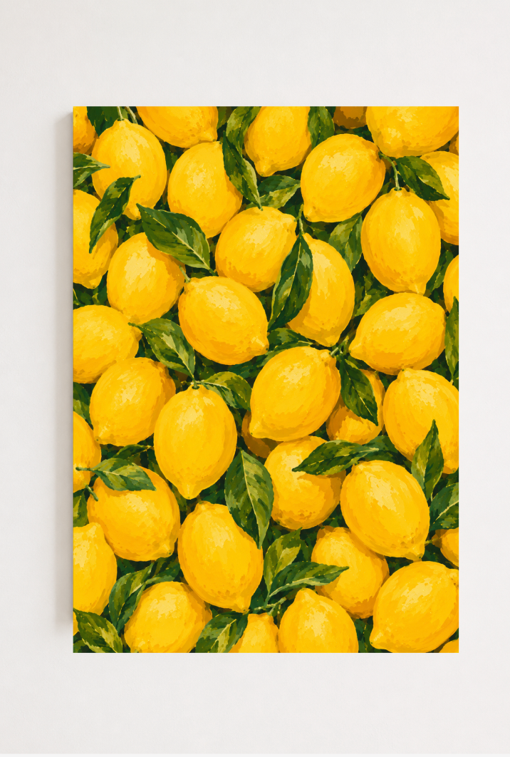 Lemon Botanical Print | Vibrant Citrus Illustration Wall Art