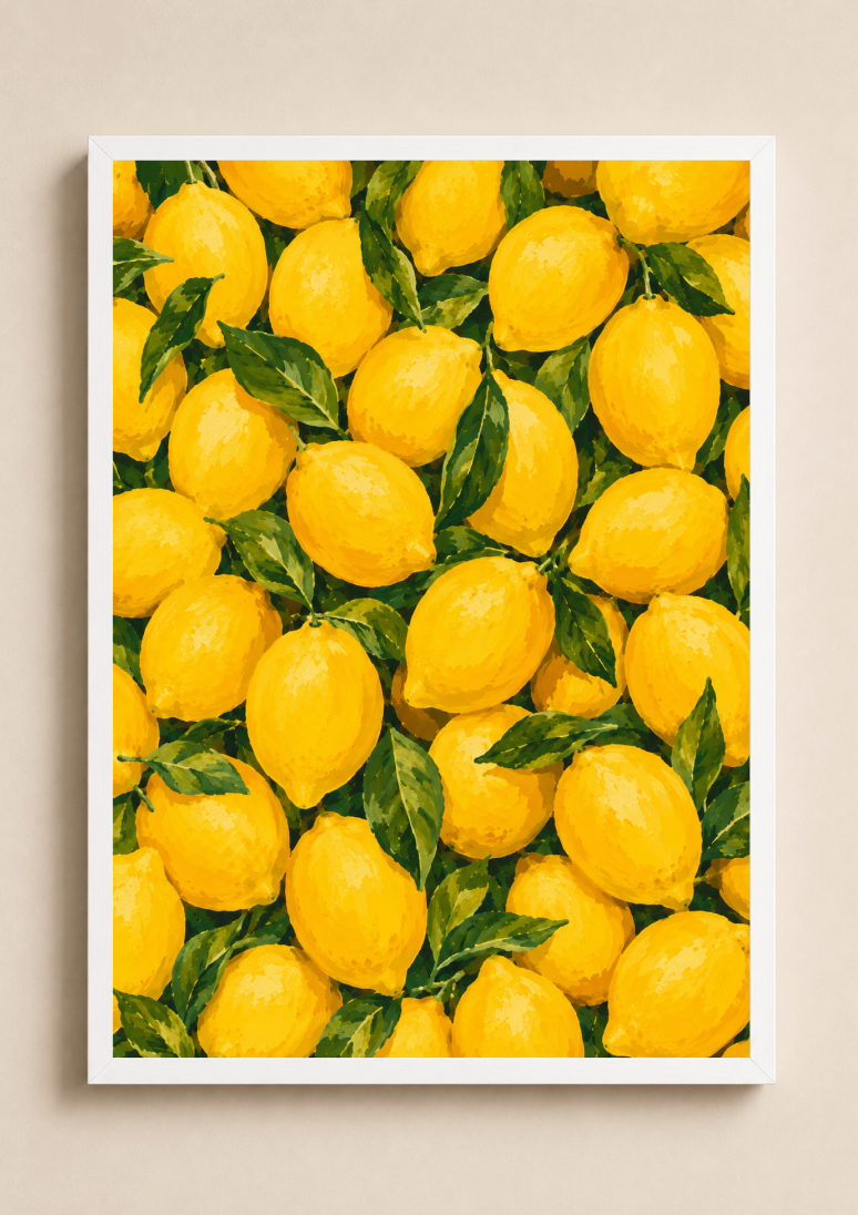 Lemon Botanical Print | Vibrant Citrus Illustration Wall Art