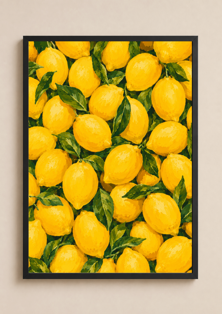 Lemon Botanical Print | Vibrant Citrus Illustration Wall Art