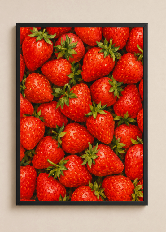 Strawberry Botanical Print | Vibrant Strawberry Illustration Wall Art