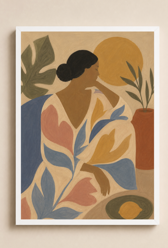 Abstract Woman Portrait Poster – Modern Figurative Wall Art Print