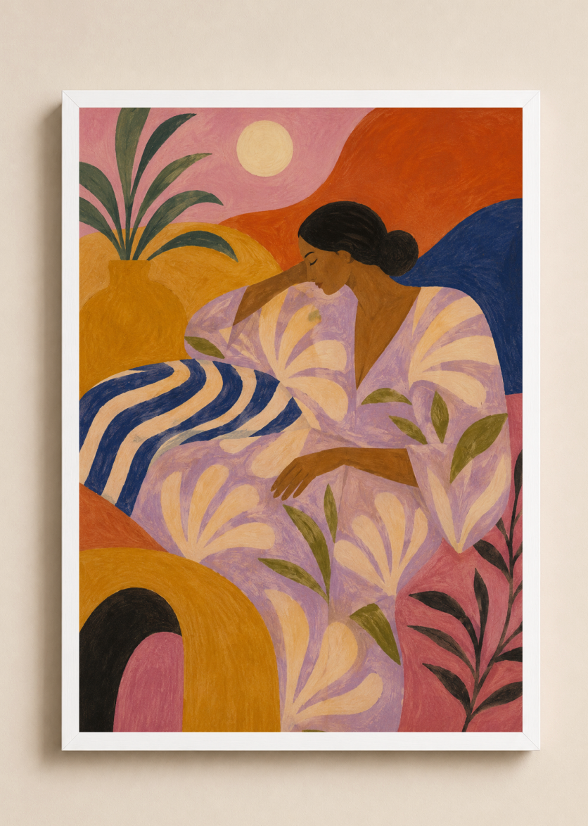 Abstract Woman in Bloom Poster – Modern Figurative Wall Art Print