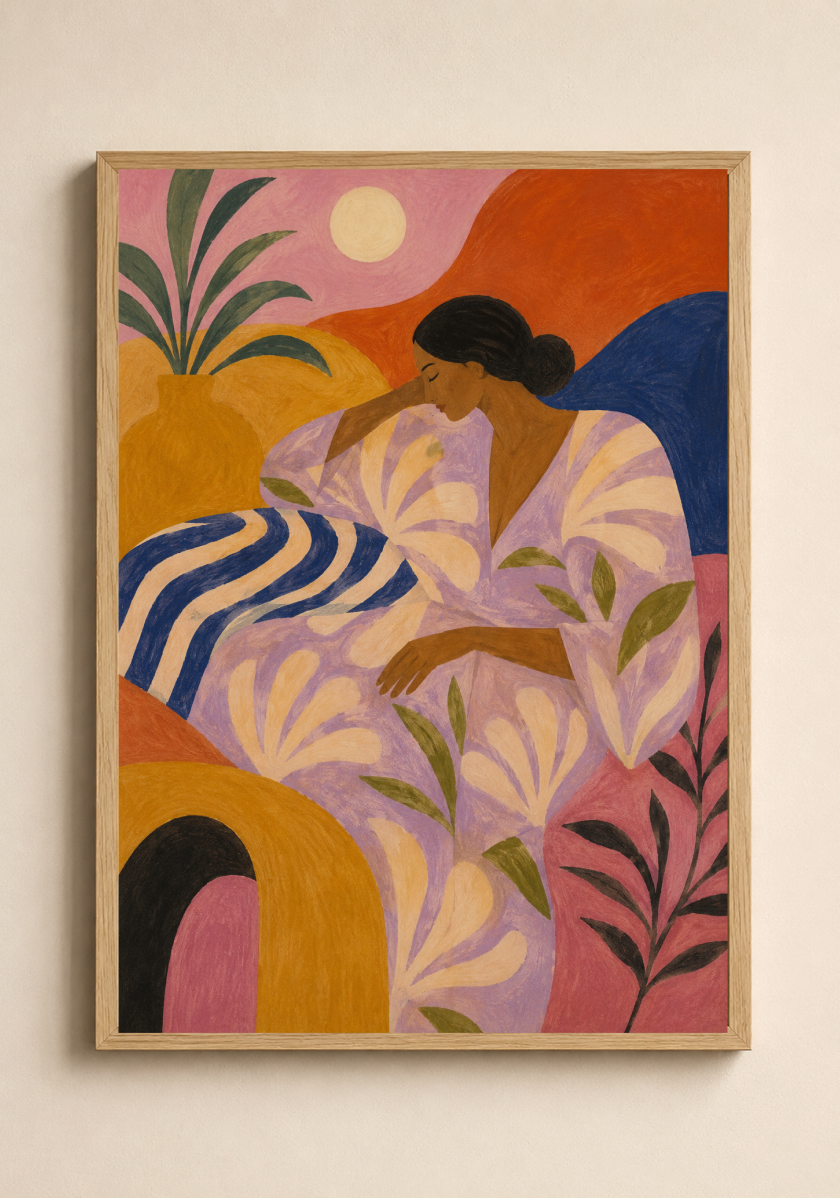 Abstract Woman in Bloom Poster – Modern Figurative Wall Art Print