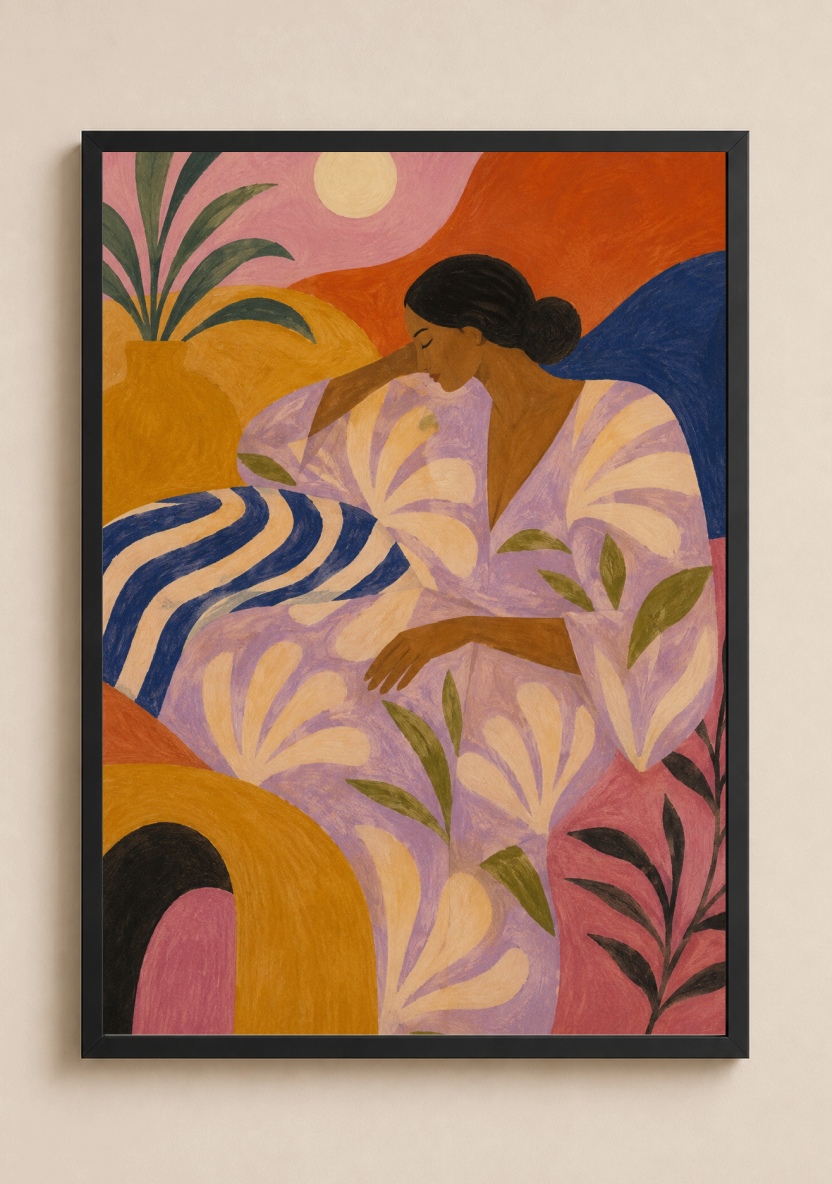 Abstract Woman in Bloom Poster – Modern Figurative Wall Art Print