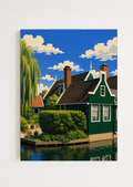 Dutch Canal Houses Poster – Modern Dutch Landscape Wall Art Print