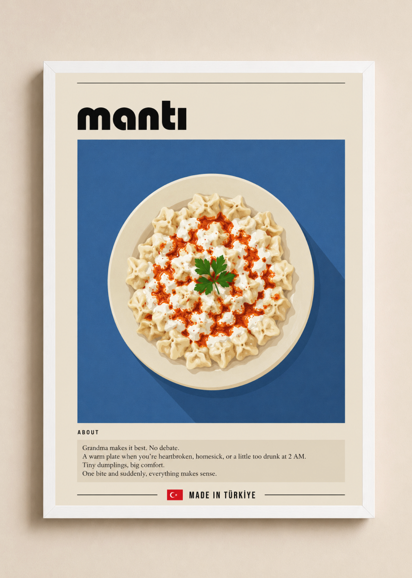Mantı Poster – Modern Turkish Dumplings Kitchen Wall Art Print
