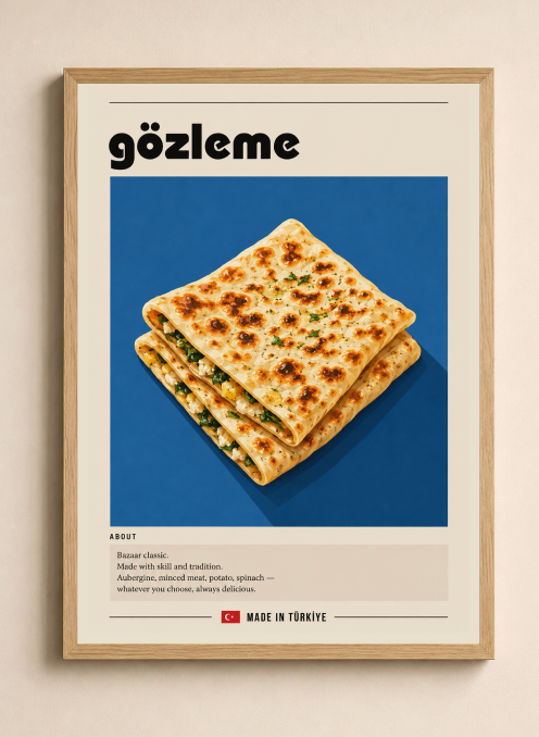 Gözleme Poster – Modern Turkish Flatbread Kitchen Wall Art Print