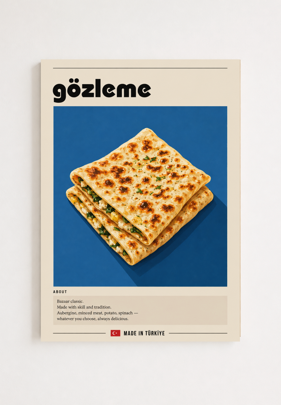 Gözleme Poster – Modern Turkish Flatbread Kitchen Wall Art Print