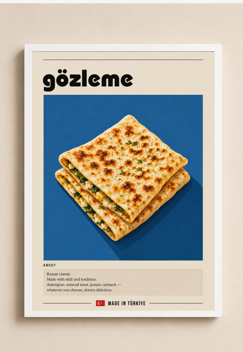 Gözleme Poster – Modern Turkish Flatbread Kitchen Wall Art Print