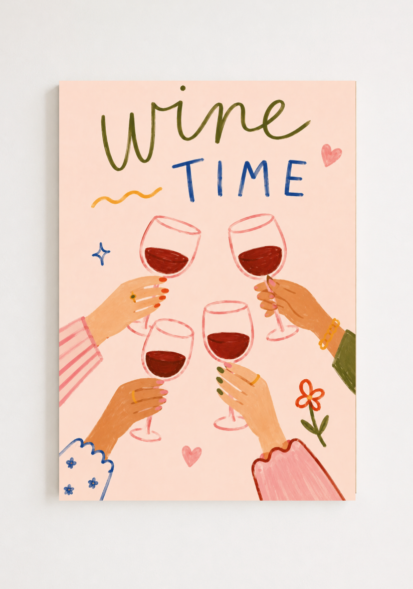 Wine Time Poster – Modern Wine Lovers Wall Art Print