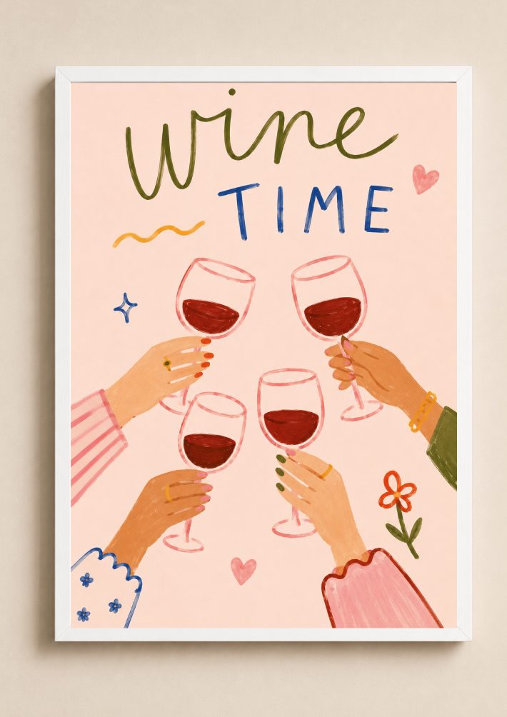 Wine Time Poster – Modern Wine Lovers Wall Art Print