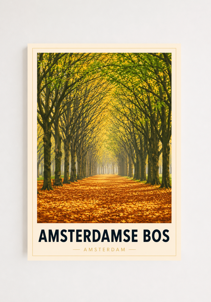 Amsterdamse Bos Poster – Amsterdam Forest Landscape Wall Art Print