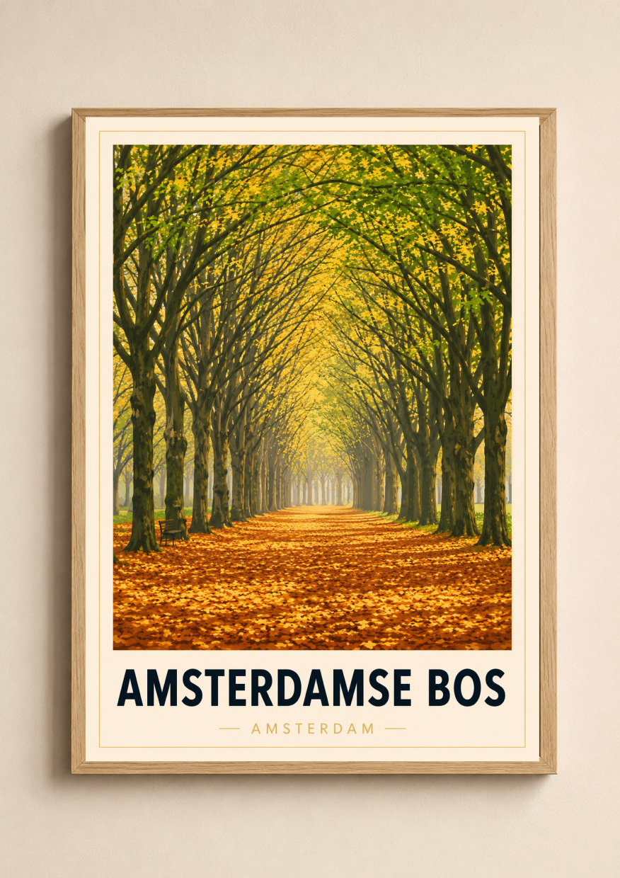 Amsterdamse Bos Poster – Amsterdam Forest Landscape Wall Art Print