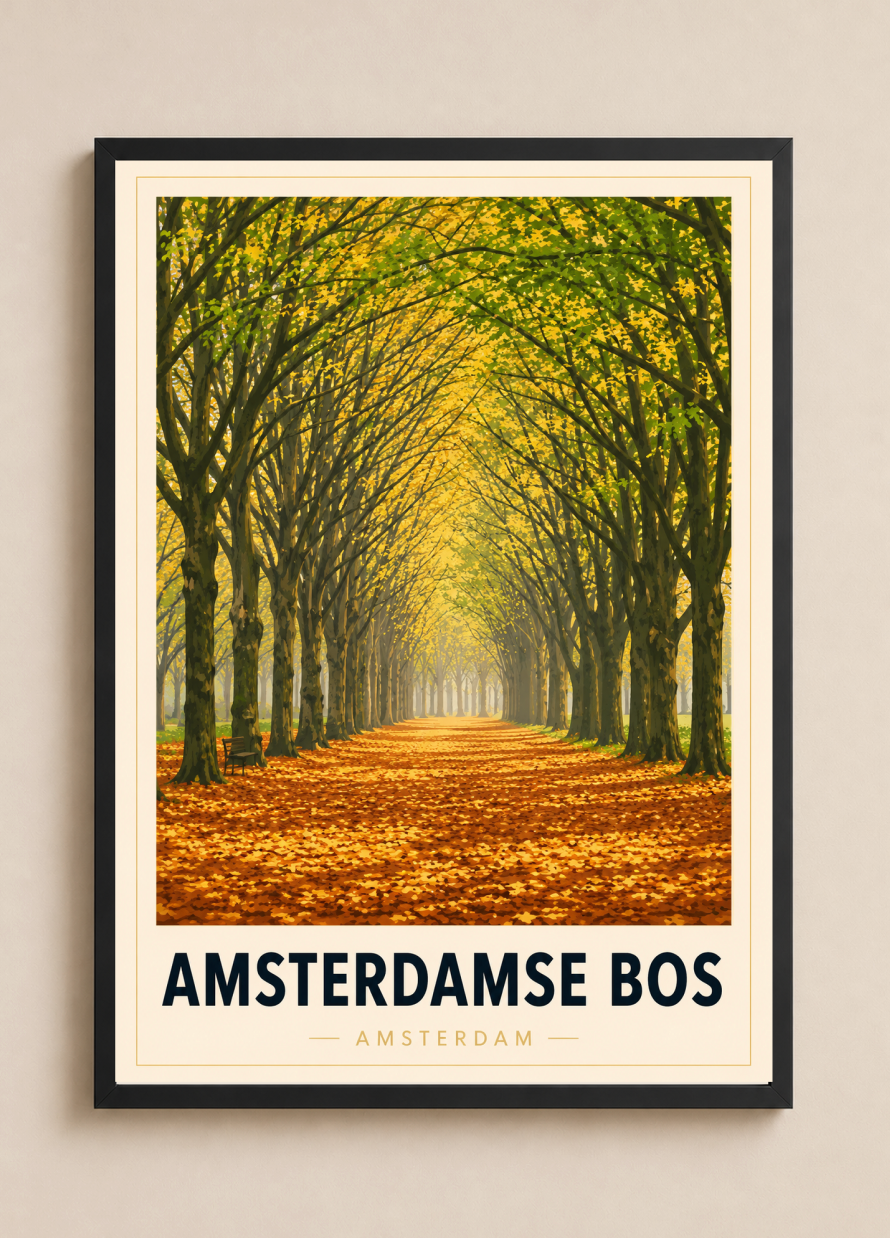 Amsterdamse Bos Poster – Amsterdam Forest Landscape Wall Art Print