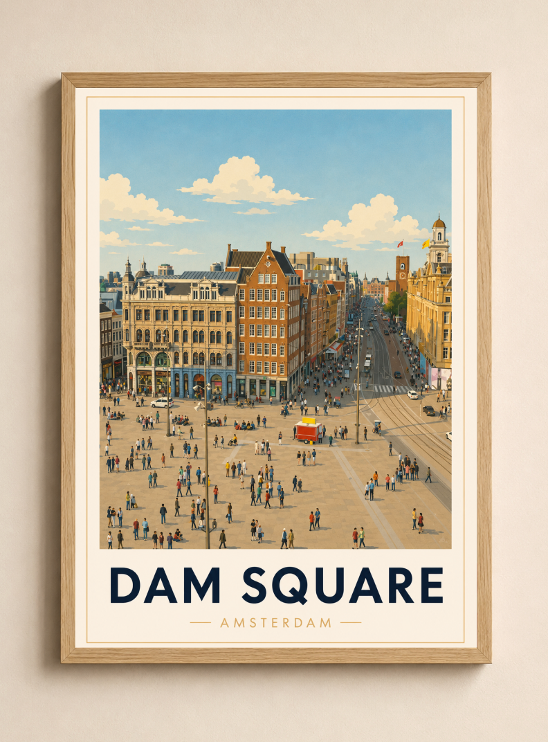 Dam Square Poster – Amsterdam City Center Wall Art Print