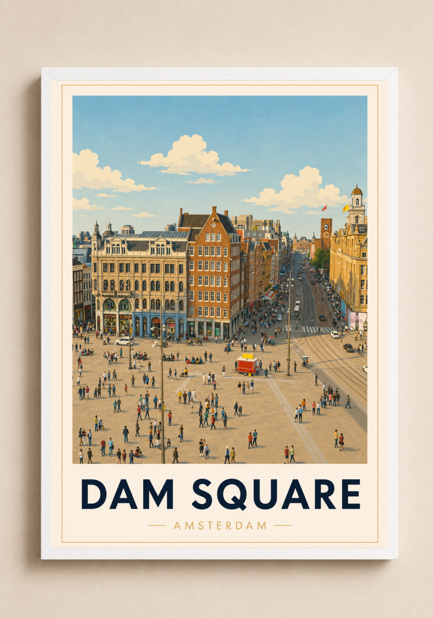 Dam Square Poster – Amsterdam City Center Wall Art Print