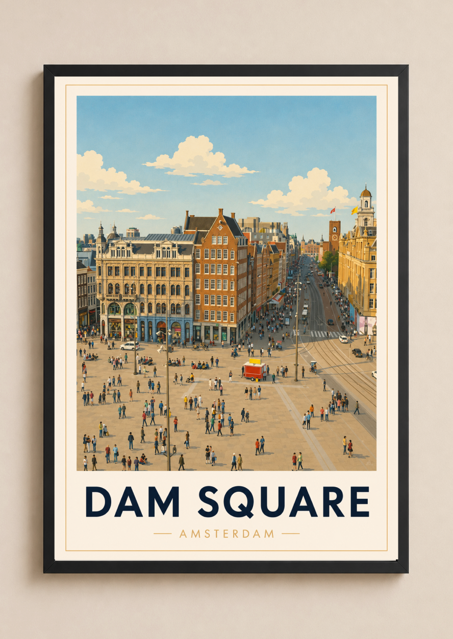 Dam Square Poster – Amsterdam City Center Wall Art Print