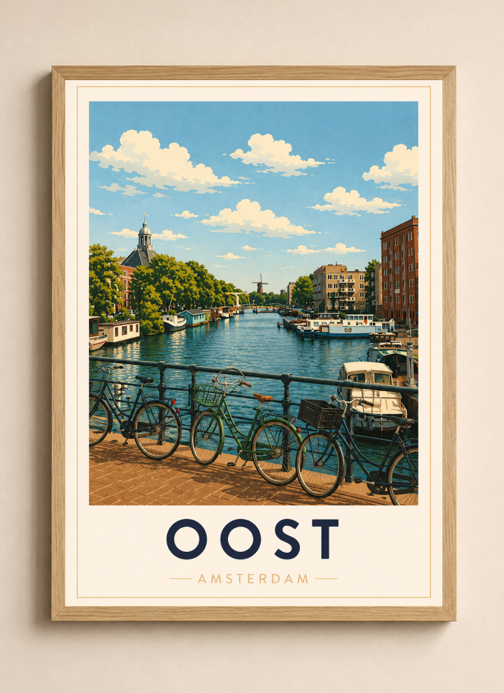 Oost Poster – Amsterdam Oost Canal Wall Art Print