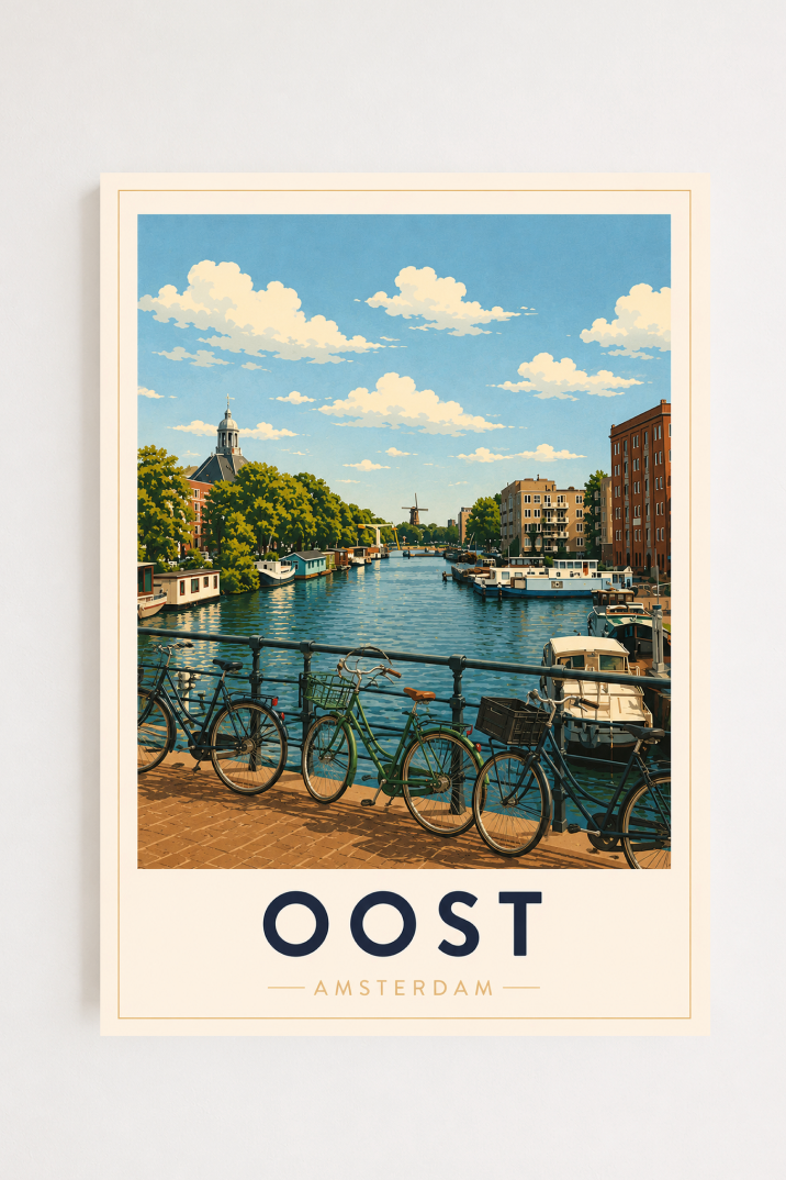 Oost Poster – Amsterdam Oost Canal Wall Art Print
