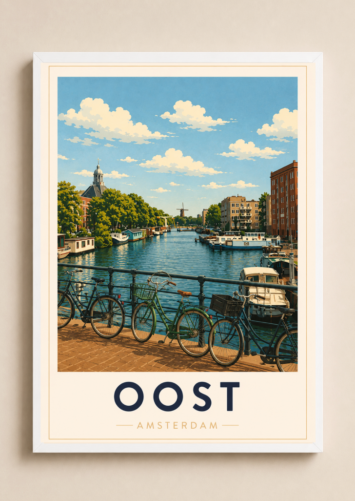 Oost Poster – Amsterdam Oost Canal Wall Art Print