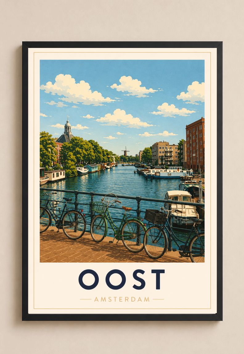Oost Poster – Amsterdam Oost Canal Wall Art Print