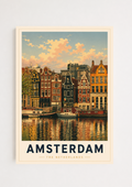 Amsterdam Poster – Vintage Canal Houses Travel Wall Art