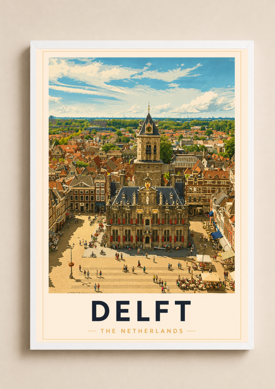 Delft Poster – Vintage Netherlands Travel Wall Art Print