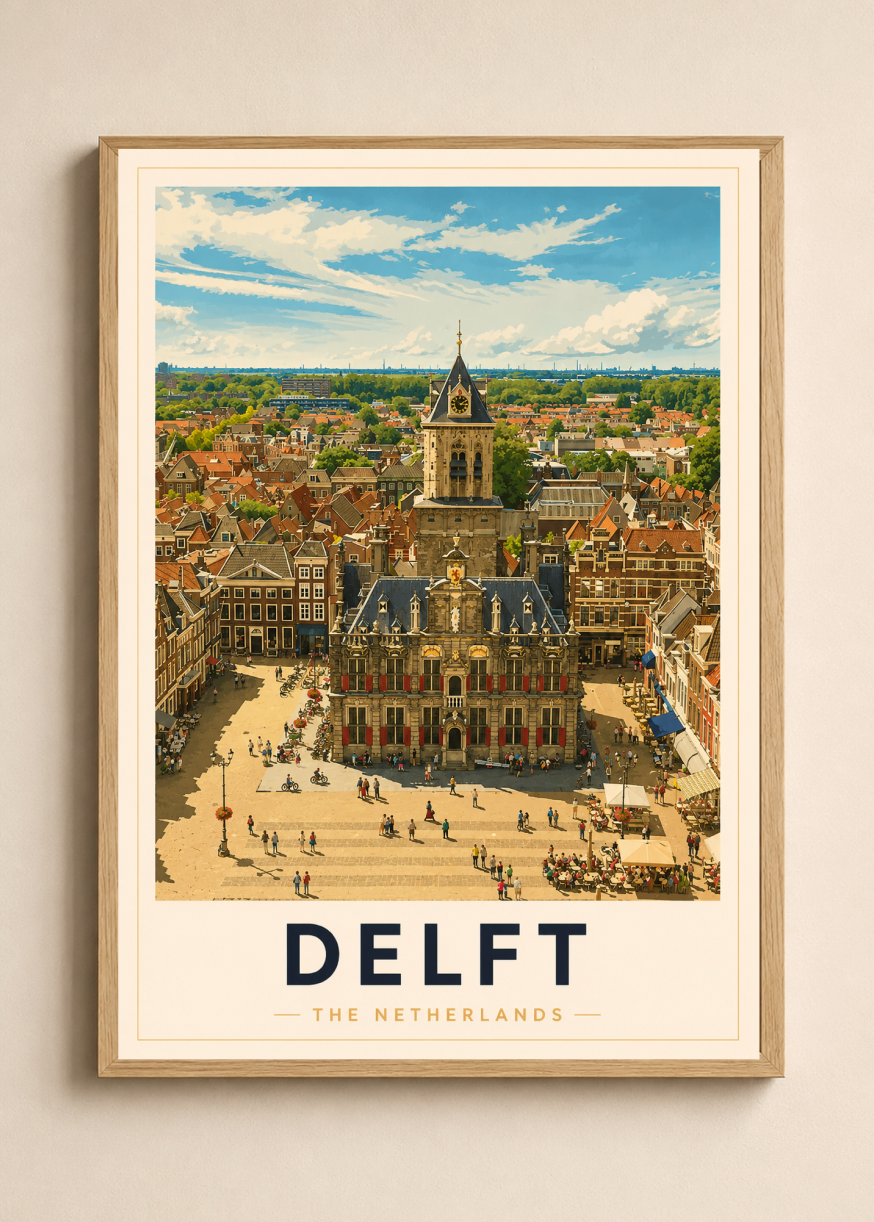 Delft Poster – Vintage Netherlands Travel Wall Art Print