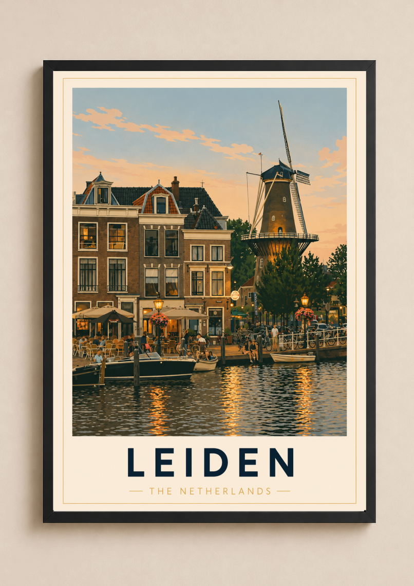 Leiden Poster – Vintage Netherlands Travel Wall Art Print