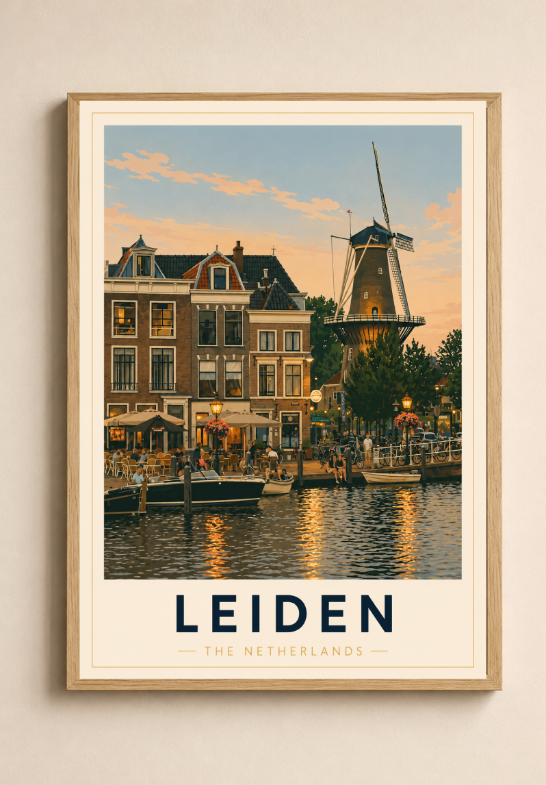 Leiden Poster – Vintage Netherlands Travel Wall Art Print