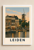 Leiden Poster – Vintage Netherlands Travel Wall Art Print