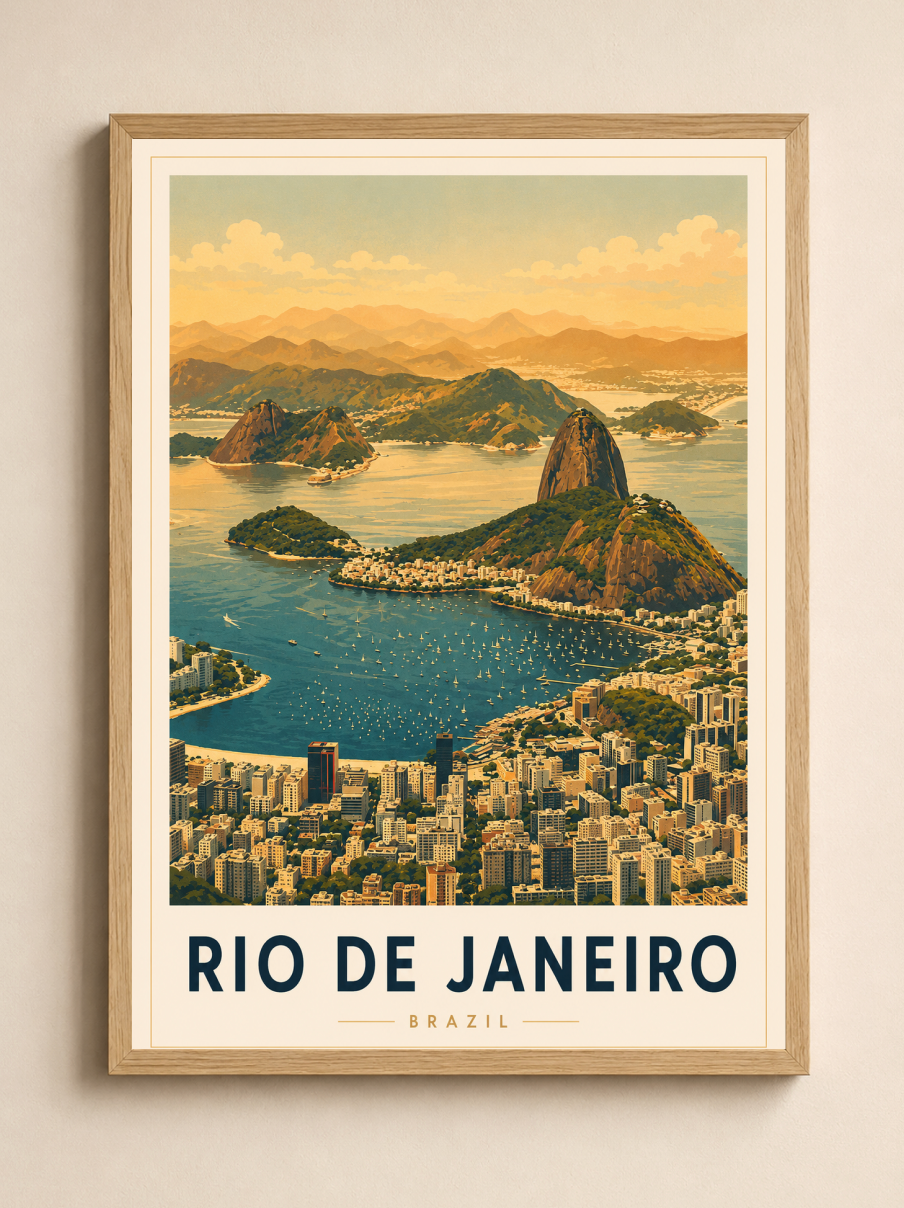 Rio de Janeiro Poster – Vintage Brazil Travel Wall Art Print