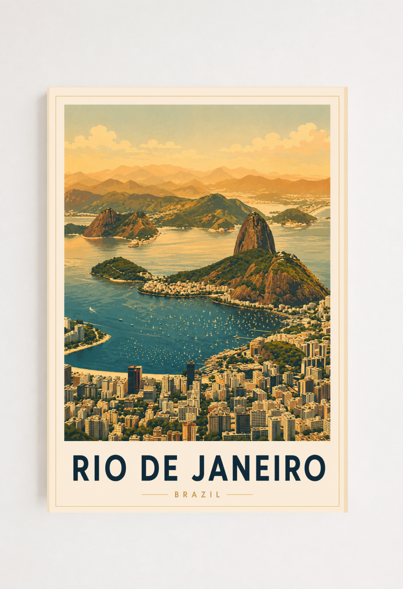 Rio de Janeiro Poster – Vintage Brazil Travel Wall Art Print