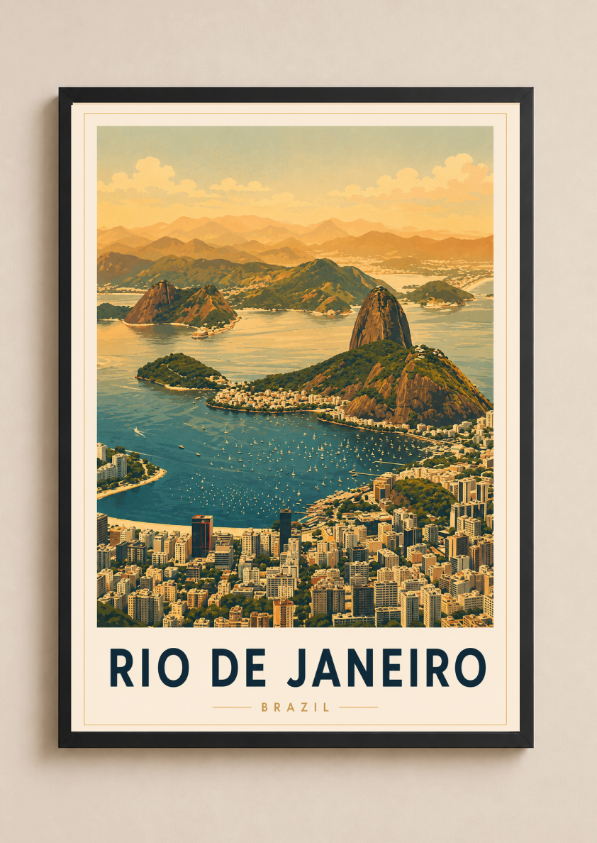 Rio de Janeiro Poster – Vintage Brazil Travel Wall Art Print